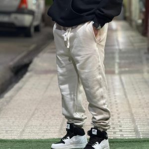 شلوار جاگر سفید استخونی